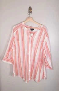 Lane Bryant Tunic Linen Blend Lagenlook Embroidered Blouse Size 22/24 NWT - Picture 1 of 6
