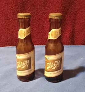 Cerveza Schlitz vintage, botella de vidrio, salero y pimentero, publicidad - Imagen 1 de 6