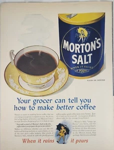 Mortons Salt 1944 anuncio vintage liso o yodado - Imagen 1 de 1