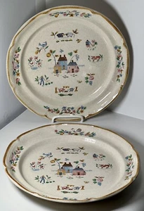Set of 2 Heartland Village Stoneware 7774 Dinner Plates Excel. Used Cond. 10.5” - Picture 1 of 2