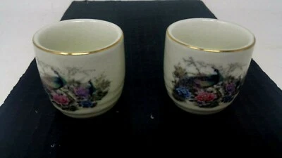 Antique Pair Of Japanese Sake Cups Hand Painted Unbranded Excellent Condition - Image 1 of 4