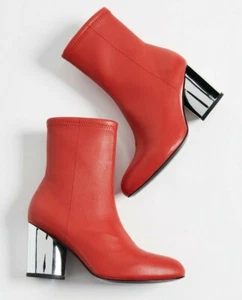 Opening Ceremony Dylan Womens Stretch Leather Red Booties Size 37 - Picture 1 of 11