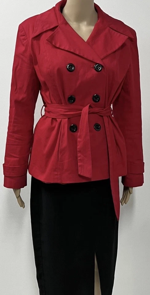 Gabardina roja de doble botonadura George para mujer AUS 14 UK 16 EUR 44 algodón carrera Foto 1 de 4