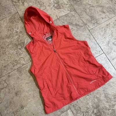 Chaleco Eddie Bauer Para Mujer XL Rojo Con Capucha Cremallera Completa Sin Mangas Senderismo Aire Libre Foto 1 de 4