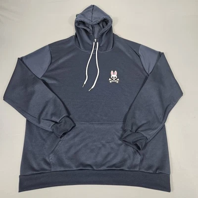 Sudadera con Capucha Psycho Bunny Hombres XL Azul Manga Larga Pullover Bolsillos Exterior Cordón Foto 1 de 4