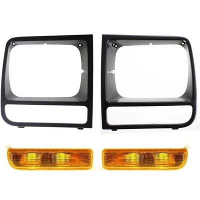 For 1997-2001 Jeep Cherokee XJ Headlight Lamp Bezel Black Parking Marker Light Foto 1 de 4