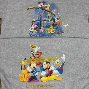 Set Of 2 VTG Walt Disney World T Shirt Mickey Mouse Goofy Castle 50th Pluto 2XL - Picture 1 of 24