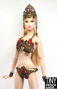 12" Fashion Doll Bronze Orange Metal Jewelry Outfit by Pam Maness - Picture 1 of 2