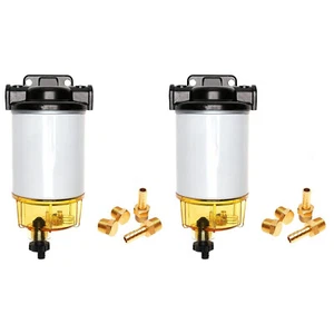 Fuel Filter 3/8" NPT Port For Outboard Motor Mercury S3213 10 Micron (Set of 2) - Picture 1 of 9