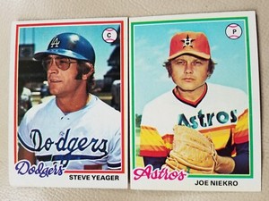 Steve Yeager LA Dodgers Joe Niekro Houston Astros Two for One Topps 1978