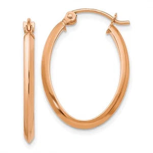 22mm 14k Rose Gold Polished Oval Tube Earrings - Picture 1 of 4