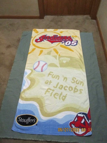 Vintage Cleveland Indians Chief Wahoo Fun N Sun Jacobs Field Beach Towel 28"x56" Cover
