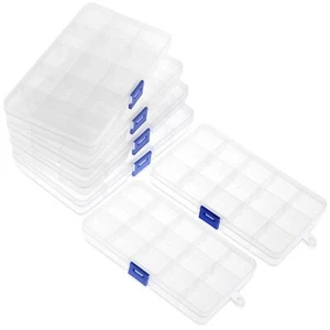 Clear Jewelry Box 6-Pack Plastic Bead Storage Container Earrings Organizer,NEW - Picture 1 of 12