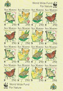 027_SM_Fauna 1993.San Marino.WWF.World wide fund for nature.Farfalle.Minifoglio - Imagen 1 de 1