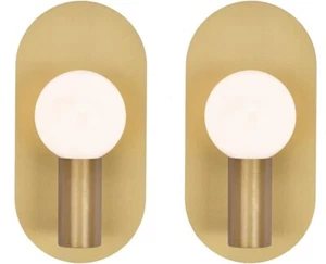 Modern Wall Sconce Set of 2 Gold Oval Sconces Wall Lighting Mid-Century Fixtures - Picture 1 of 9