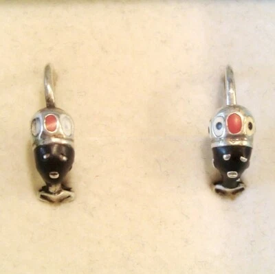 schöne Emaille Ohrringe 800 Silber Email emailliert Ohrhänger / CU 111 (58) - Bild 1 von 4