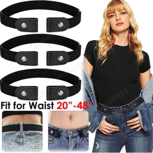 Buckle-Free Elastic Belts No Bulge Hassle Women Invisible Belt for Jeans Dress - Picture 1 of 14