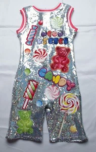 Neon Kisses Girl's Candy Land Sequin Unitard BE5 Silver See Description - Picture 1 of 6