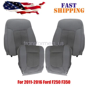 4PCS For 2011 2012 Ford F250 F350 XLT Driver & Passenger Cloth Seat Cover Gray - Picture 1 of 23
