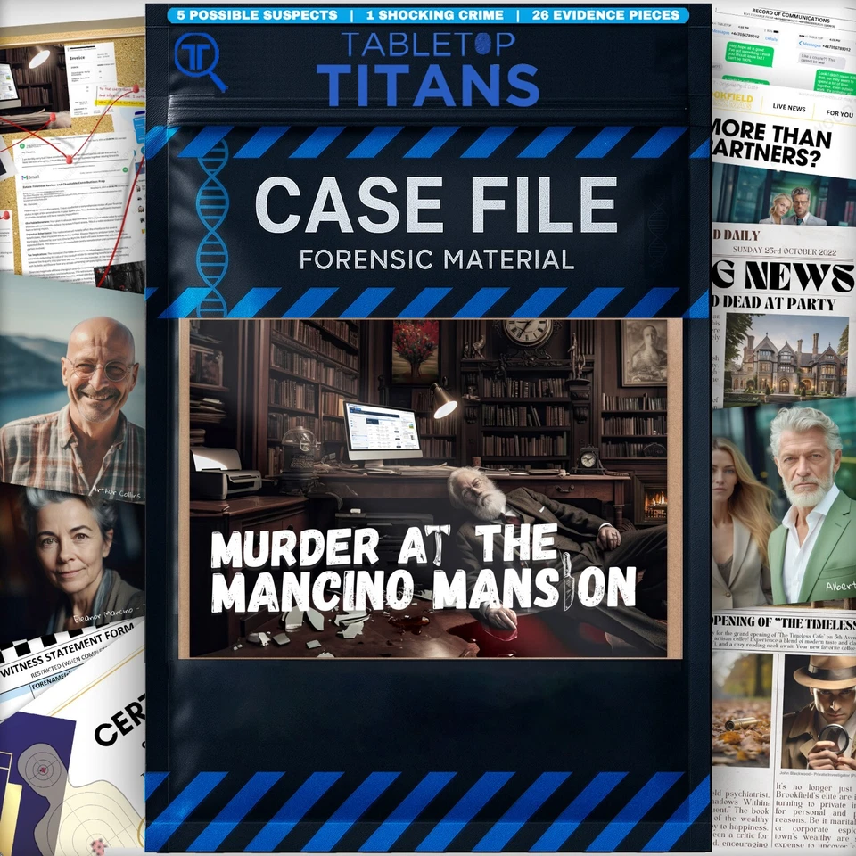 TABLETOP Murder Mystery Game, Unsolved Cold Case - Murder at Mancino Mansion - Image 1 of 4