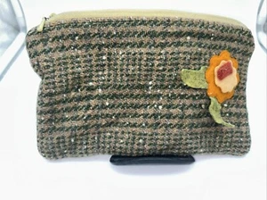 Clutch Felted Wool Wallet Bag Pouch Flower - Picture 1 of 4