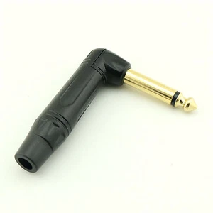 1x 1/4" 6.35mm Mono Speaker Right Angle Male Plug Guitar Phono Connector Adapter - Picture 1 of 7