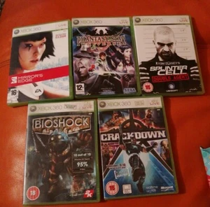 MICROSOFT XBOX 360 5 GAMES BUNDLE CRACKDOWN BIOSHOCK PHANTASY STAR SPLINTER CELL - Picture 1 of 5