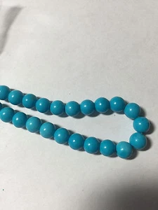 Vintage Chalk Turquoise Aqua Blue Beads 8mm 8" - Picture 1 of 2