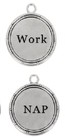 Ganz Fun Flip 2 Sides Charm Token "Work" On One Side "Nap" On Other Side W/Card