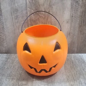 Vintage General Foam Blow Mold Jack-O-Lantern Pumpkin Halloween Candy Bucket USA - Foto 1 di 7