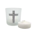 Fashion  Craft Silver Cross Themed Candle Party Or Holiday Favors Item 5406