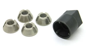 5/16-18 T-Groove Tamper Proof Security Nuts x 4 & Tool Stainless Tri Anti-Theft - Picture 1 of 9