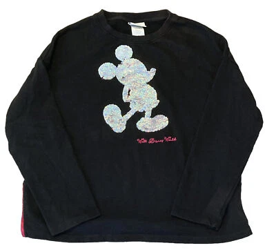 Moletom preto Mickey Mouse lantejoulas flip magenta/prata parques da Disney tamanho médio - Imagem 1 de 4