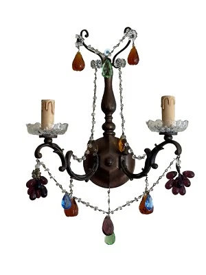 1 Single Wall Sconce French Style Italian Grape Cluster Fruit Pilutti Luigi - Image 1 of 4