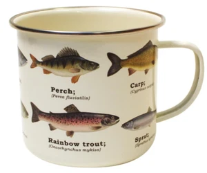 GIFT REPUBLIC Fishing Fish Print Mug Enamel Fisherman Present Christmas Birthday - Picture 1 of 2
