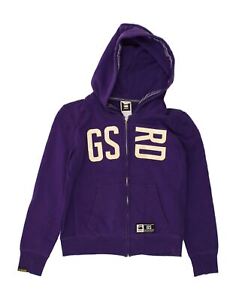 G-STAR Womens Graphic Zip Hoodie Sweater UK 14 Large Purple Cotton AH12