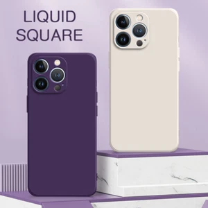 Shockproof For iPhone 15 14 12 13 Pro Max Case Cover Liquid Silicone Square - Picture 1 of 20