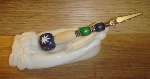 Roach Clip Dice/Die Metal, Wood & Bead CANNABIS Leaf Engraved Image P31 - Picture 1 of 2