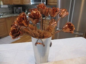 Kupfer Blumen Metall Bastelgeschirr mit Vase Dekoration - Bild 1 von 9