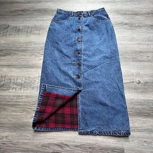Vintage Eddie Bauer Jeansrock 2p 2 petite Flanell gefüttert Jeans bescheiden lang Denim - Bild 1 von 8