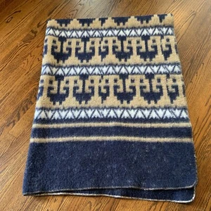 Vicuna Thick Alpaca Wool Blanket Reversible Aztec Pattern Soft 59 X 79 EUC - Picture 1 of 10