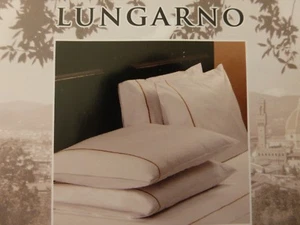2 pz federe Lungarno 100% cotone egiziano percalle 400TC bianche King $113 nuove con scatola - Foto 1 di 8