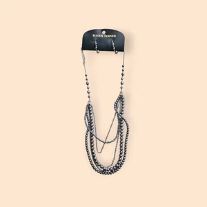 Bijoux Terner Faux Pearl Earrings With Multistrand Necklace Set Silver Tone - Picture 1 of 3