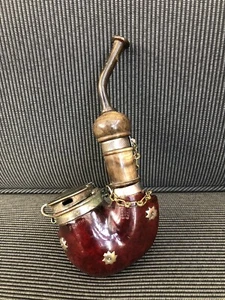 VINTAGE BRUYERE GARANTIE Briar Pipe Lidded Chain cord Working Seam Punk Man Cave - Picture 1 of 10