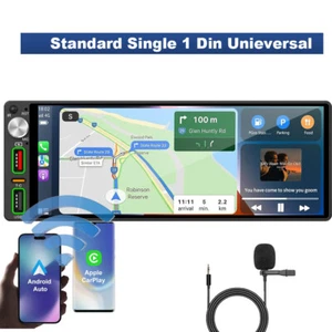 6.86inch Single 1 Din Car Stereo Wireless Apple Carplay/Android Auto Radio GPS - Picture 1 of 9