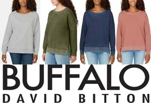 Buffalo Womens Relaxed Vintage Wash Crewneck Soft Terry Sweater Pullover 1404699 - Picture 1 of 18