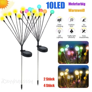 2/4er Solar Gartenlichter LED Firefly Solarlampen Glühwürmchen Lichter 10 Kugeln - Bild 1 von 20