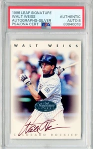 Walt Weiss 1996 Leaf Signature Series SILVER  On Card Autograph Auto PSA 8 - Picture 1 of 2