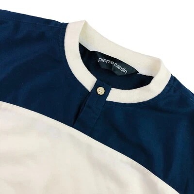 VTG Pierre Cardin Men’s S/S Crewneck Knit Sweater Ivory Blue • Large - Image 1 of 4