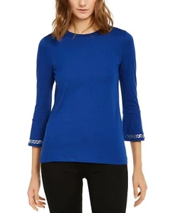 A129 Michael Michael KorsTwilightblue Embellished Bell-Sleeve Top - P - Picture 1 of 1